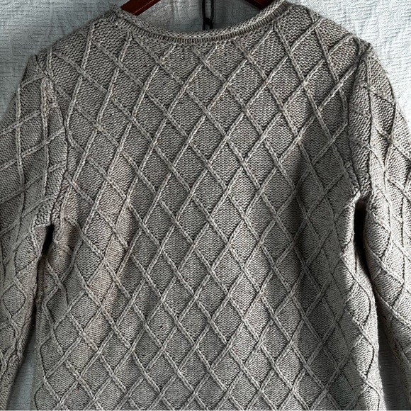 Lands End Cotton Blend Rollneck Sweater Women M Beige Donegal Knit Oatmeal Tweed - Picture 12 of 16